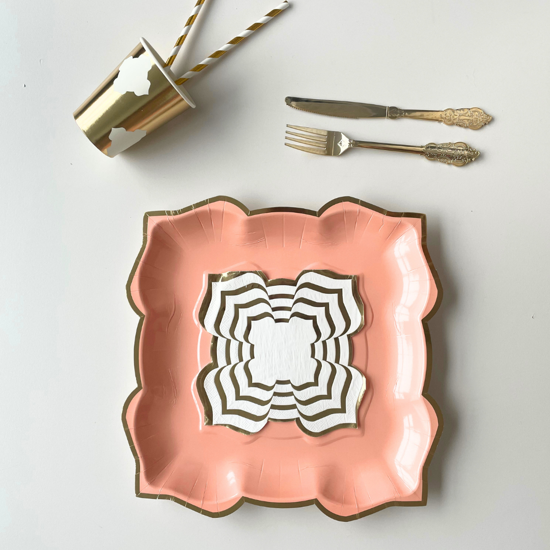 Lotus Large Party Plates (10pk) - Coral (Peach)