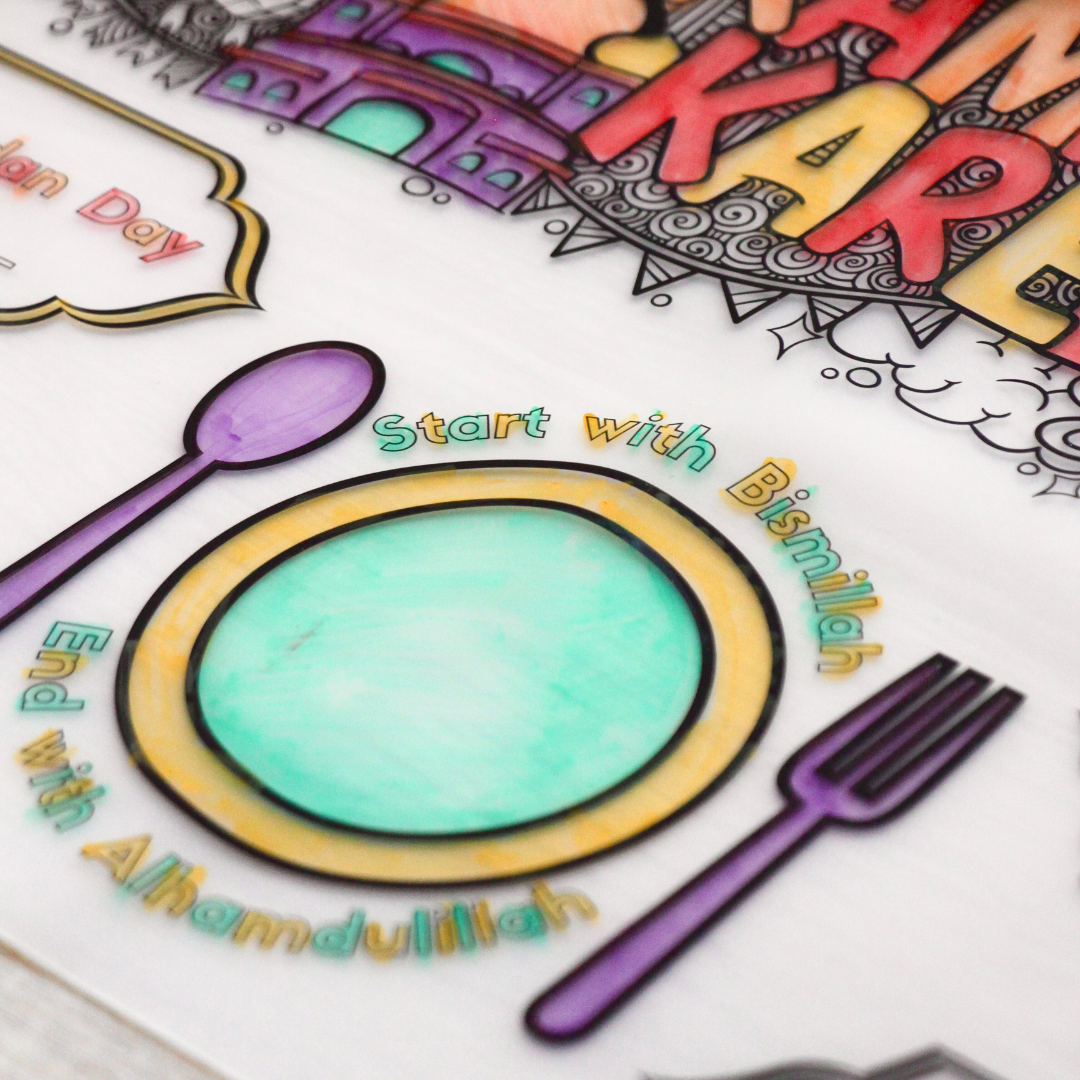 Ramadan Doodle Colour In Silicone Placemat