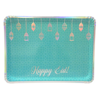 Eid Mubarak Serving Trays (3pk) - Teal & Iridescent