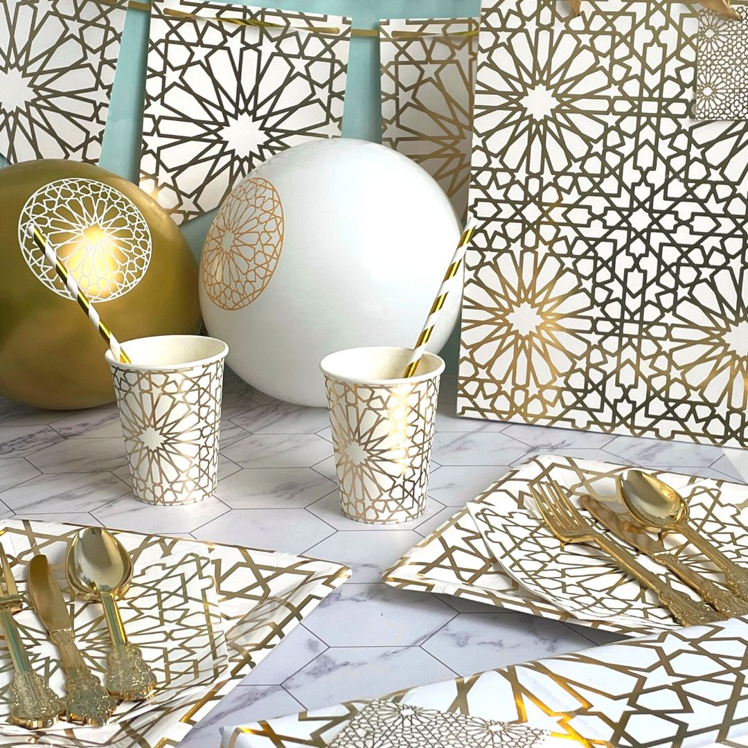 Geo Gold Party Cups - 10 pack