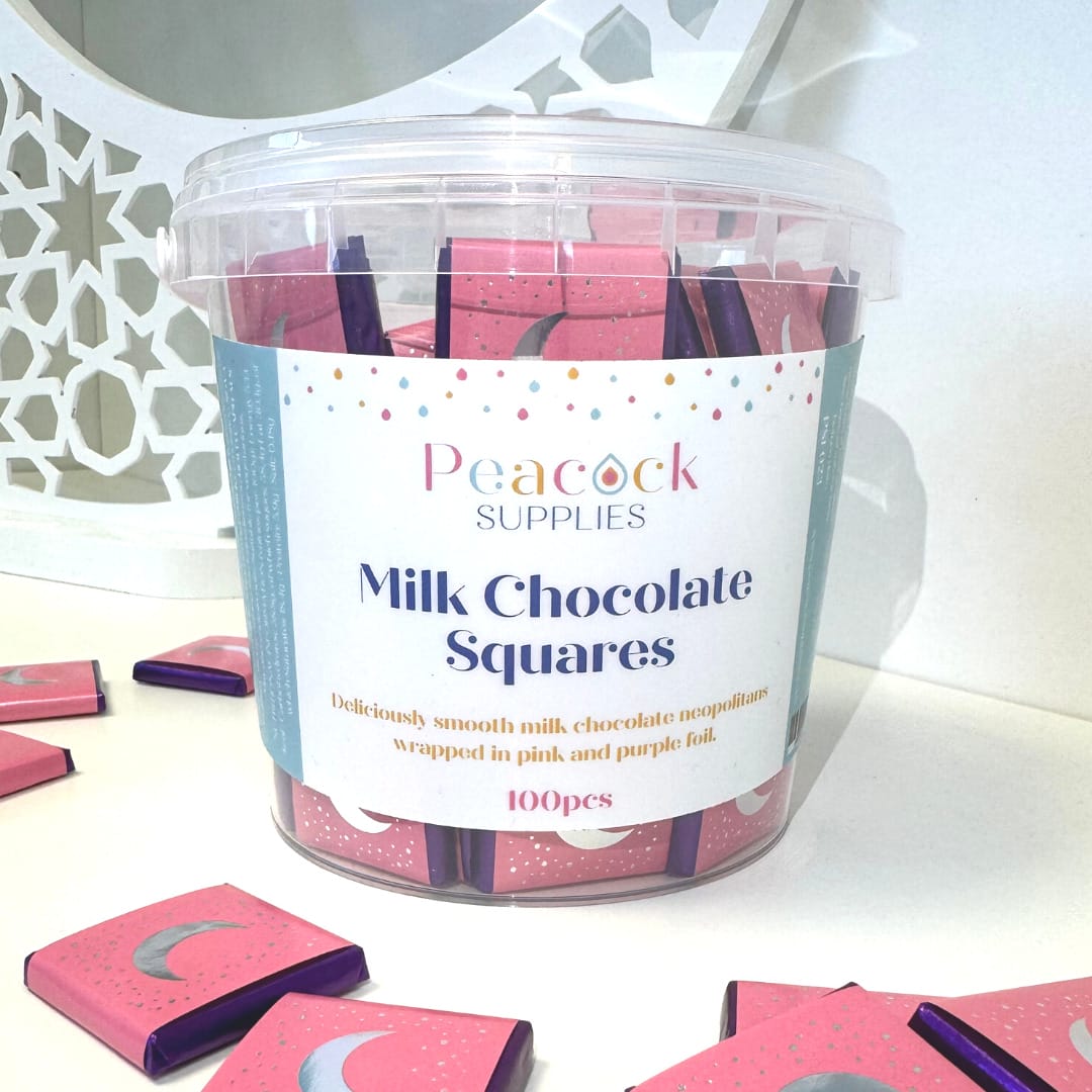 Milk Chocolate Squares Tub (100pk) - Pink