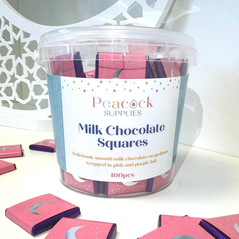 Milk Chocolate Squares Tub (100pk) - Pink