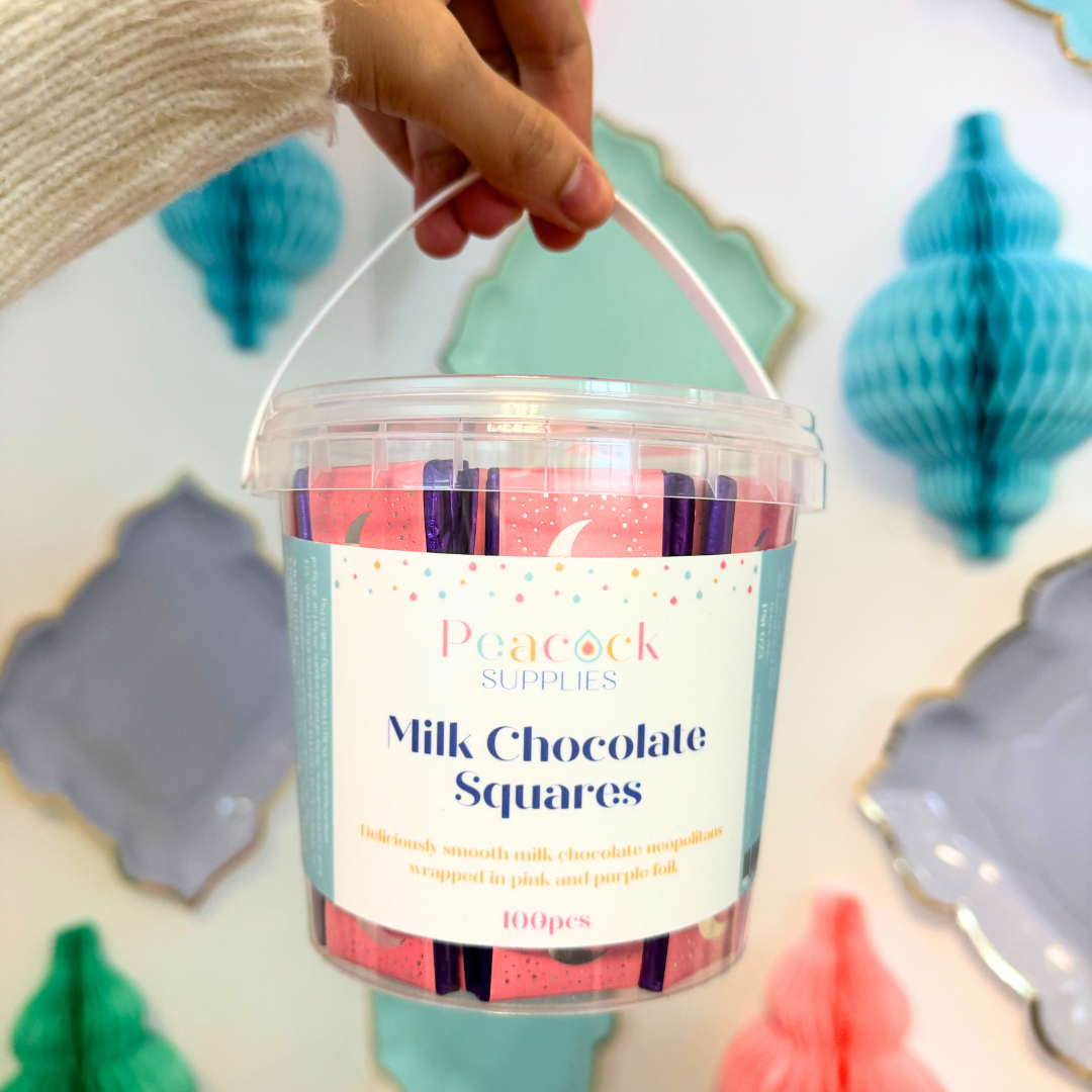 Milk Chocolate Squares Tub (100pk) - Pink