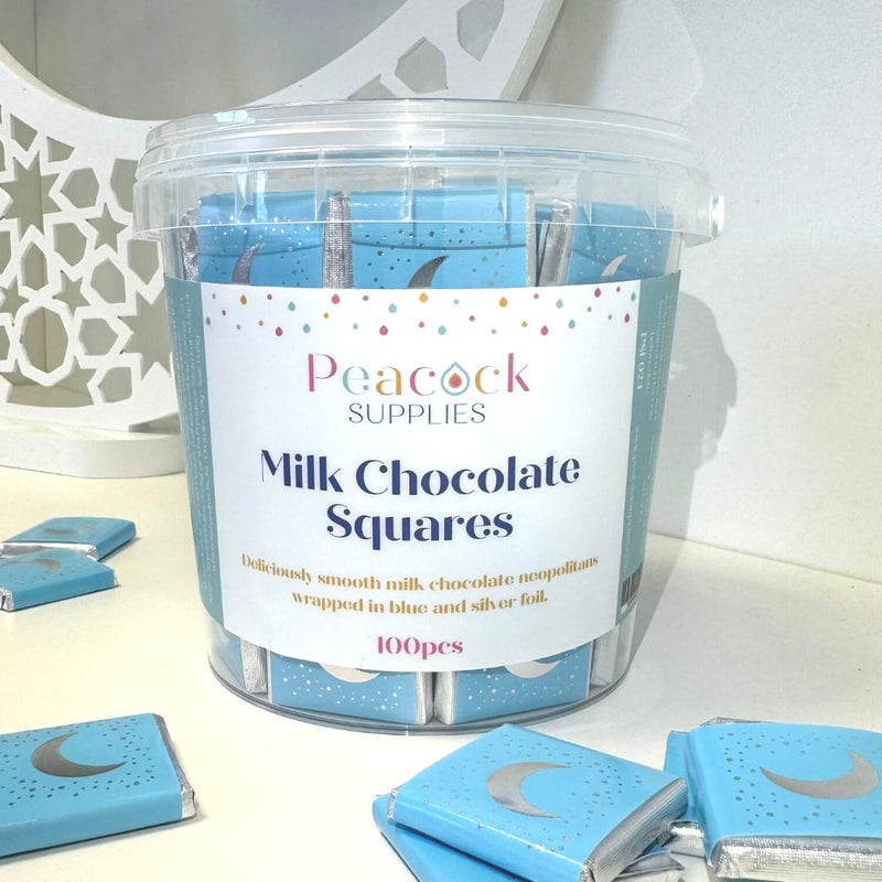 Milk Chocolate Squares Tub (100pk) - Blue