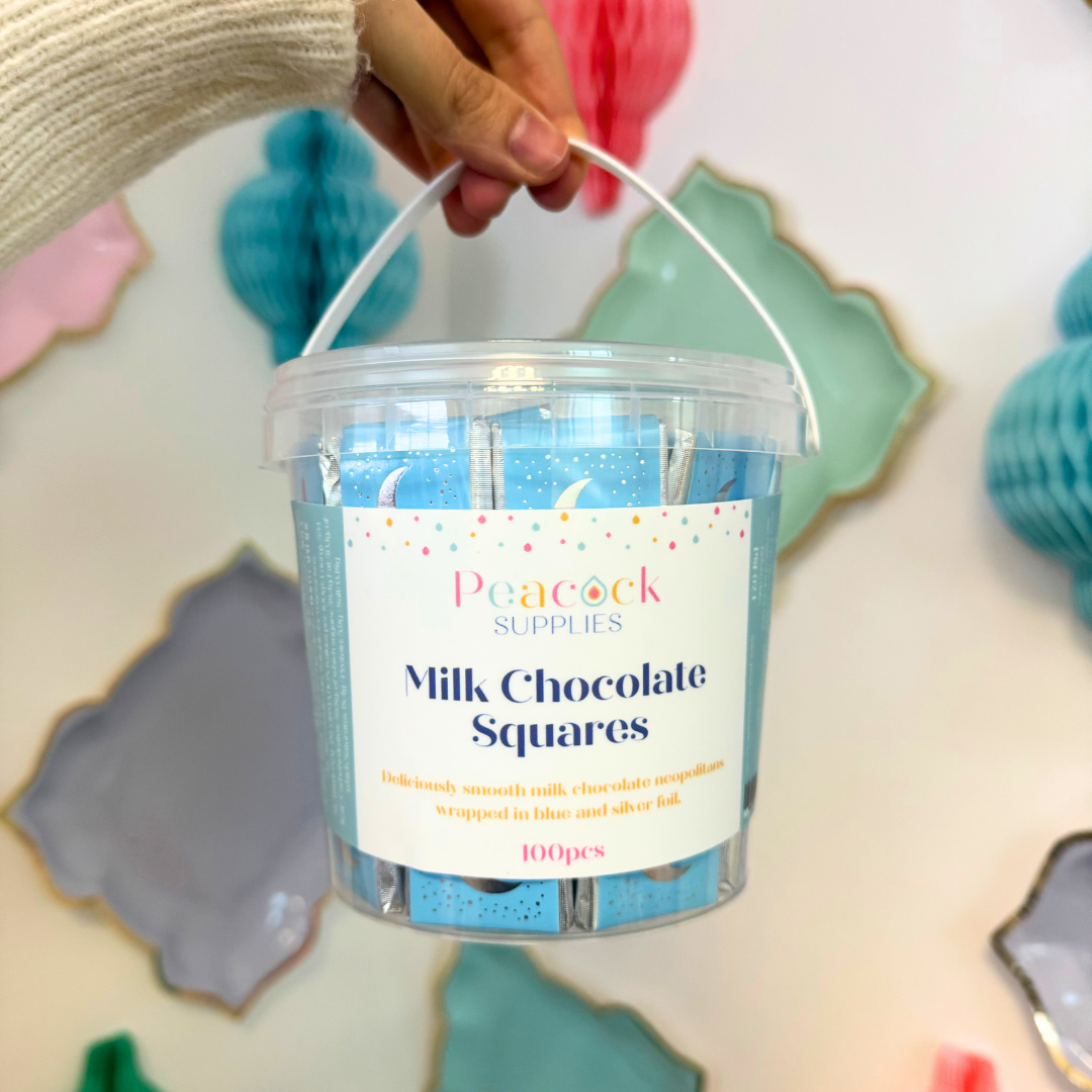 Milk Chocolate Squares Tub (100pk) - Blue