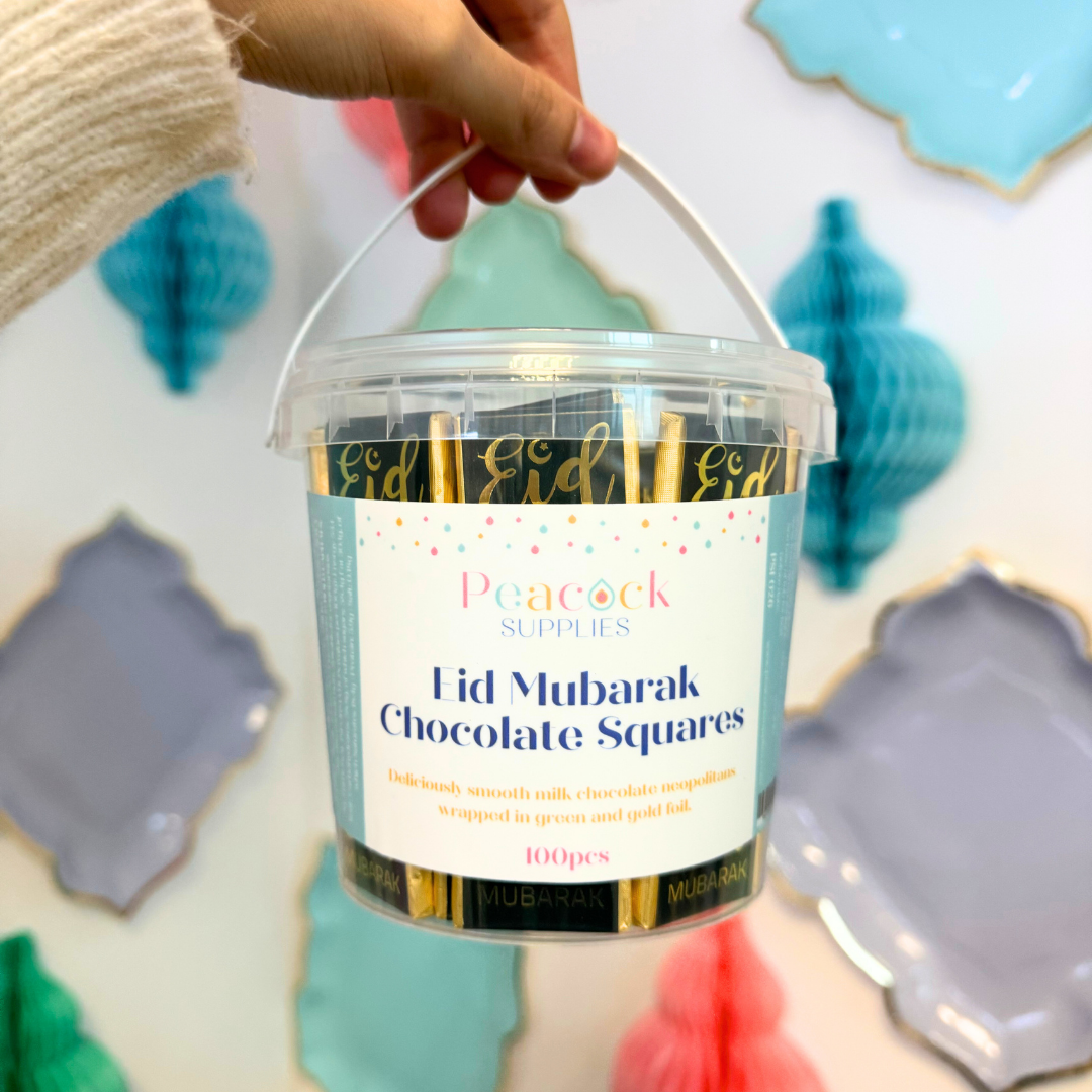 Eid Chocolate Squares Tub (100pk) - Green & Gold