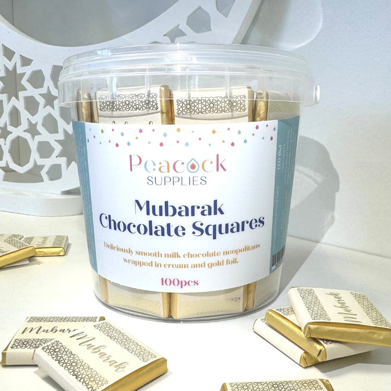 Mubarak Chocolate Squares Tub (100pk) - Cream & Gold