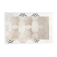 Geo Star Cupcake Box (3pk) - White & Gold