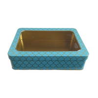 Moroccan Gift Tin Box with Window Lid - Teal