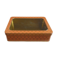 Moroccan Gift Tin Box with Window Lid - Amber