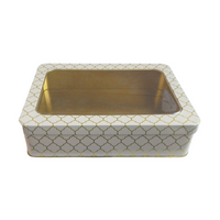 Moroccan Gift Tin Box with Window Lid - Cream