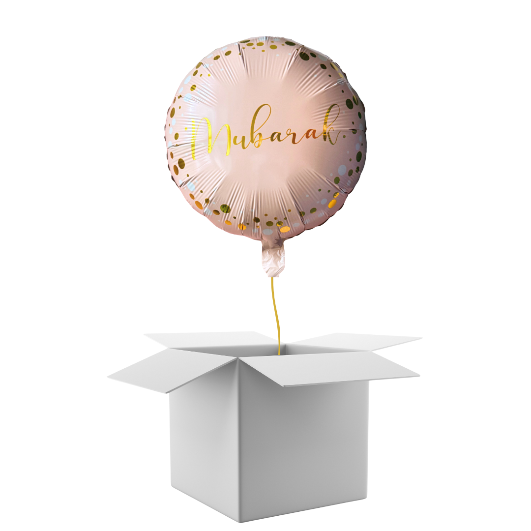Mubarak Round Foil Balloon - Inflated with Helium