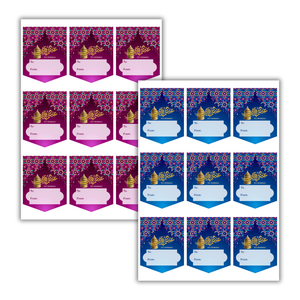 Eid Mubarak Gift Sticker Label Sheets (36pk) - Blue & Purple