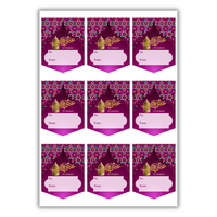 Eid Mubarak Gift Sticker Label Sheets (36pk) - Blue & Purple
