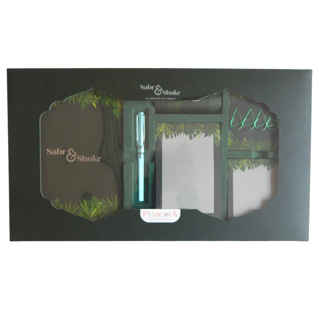 Sabr & Shukr Stationery Gift Set (Jungle) - Green & Silver Foil