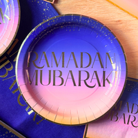 Ramadan Mubarak Party Plates (10pk) - Purple & Gold