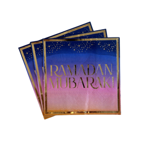 Ramadan Mubarak Party Napkins (20pk) - Purple & Gold