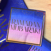 Ramadan Mubarak Party Napkins (20pk) - Purple & Gold