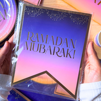 Ramadan Mubarak Party Banner - Purple & Gold
