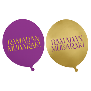 Ramadan Mubarak Party Balloons (10pk) - Purple & Gold