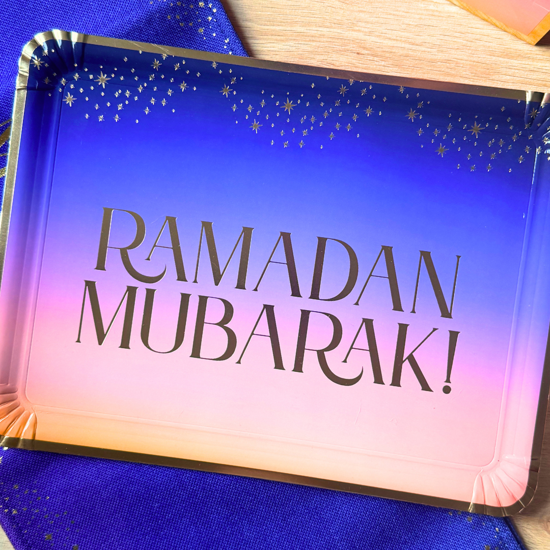 Ramadan Mubarak Serving Trays (3pk) - Purple & Gold