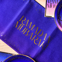 Ramadan Mubarak Table Runner - Purple & Gold