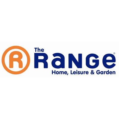 Logo of The Range with an orange 'R' on a white background