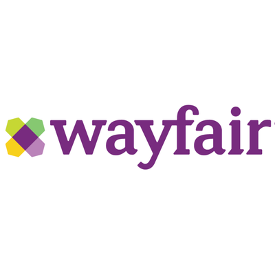 Wayfair logo with colorful logo element on a white background