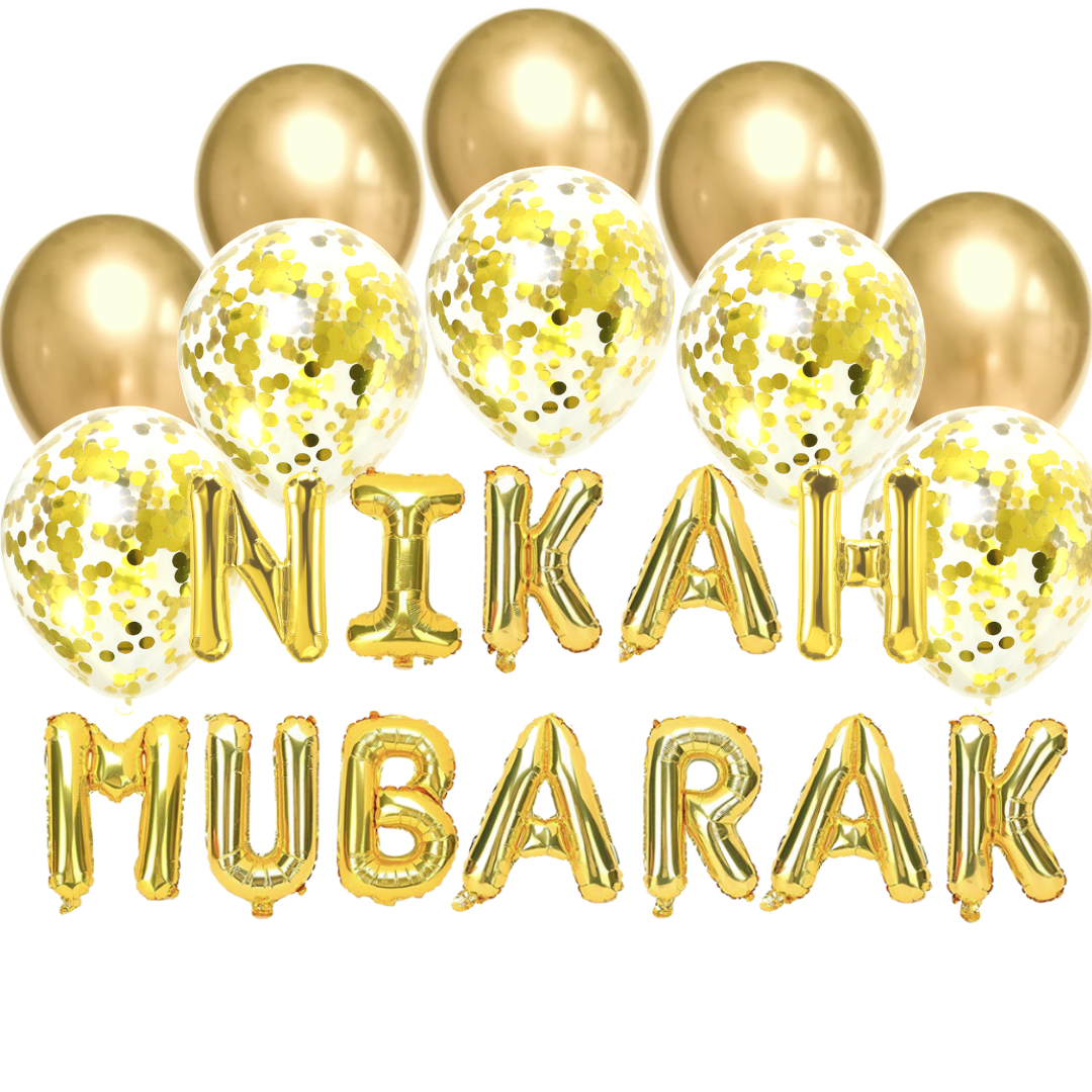 Balloon Bundle - Nikah Mubarak - Gold