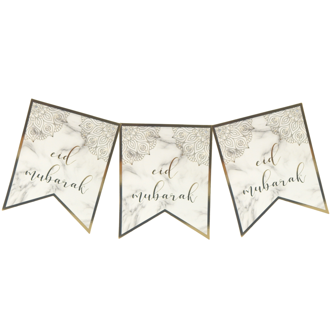 Eid Mubarak Banner - Marble & Gold