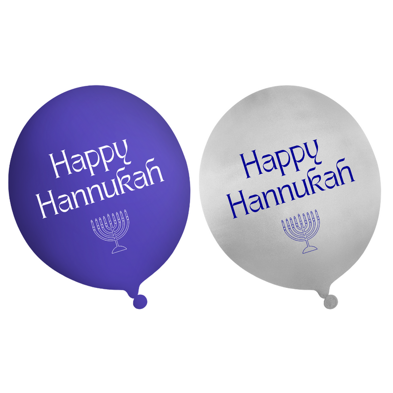 Happy Hanukkah Party Balloons (10pk) - Blue & Silver