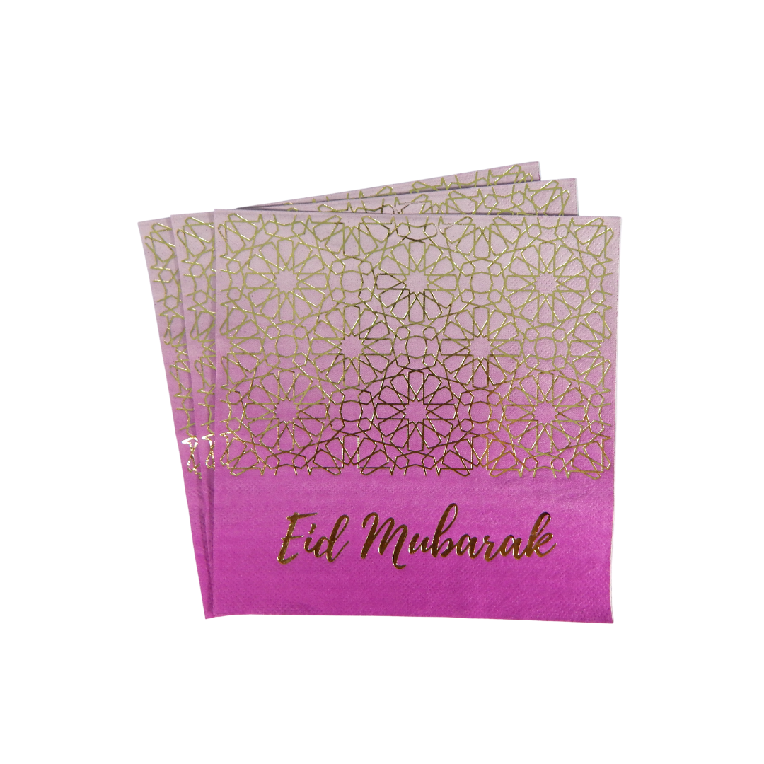 Eid Mubarak Napkins (20pk) - Purple & Gold