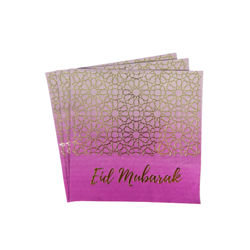 Eid Mubarak Napkins (20pk) - Purple & Gold