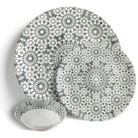Roma Pebble - 18pc Dinner Set - Ceramic Porcelain China