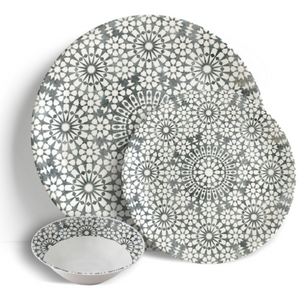 Roma Pebble - 18pc Dinner Set - Ceramic Porcelain China