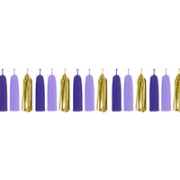 Paper Tassels (15pcs) - Purple & Gold