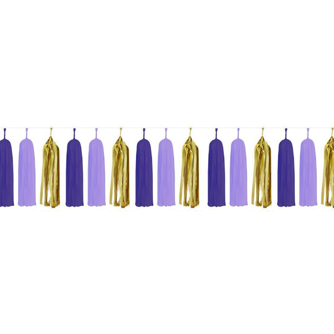 Paper Tassels (15pcs) - Purple & Gold