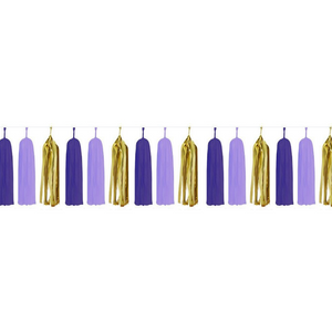 Paper Tassels (15pcs) - Purple & Gold