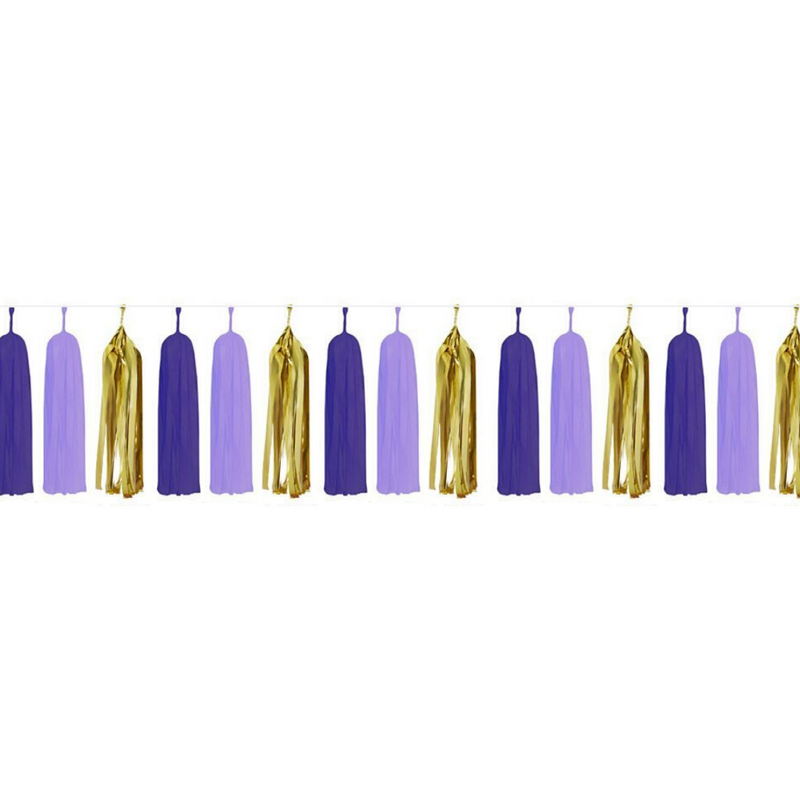 Paper Tassels (15pcs) - Purple & Gold
