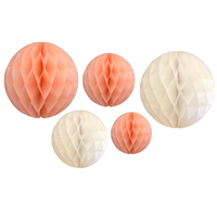 Honeycomb Ball Decorations (5pk) - Blush & White