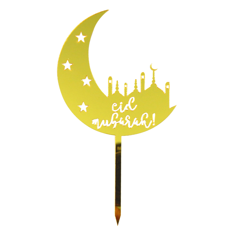 Eid Mubarak Cake Toppers (5pk) - Gold