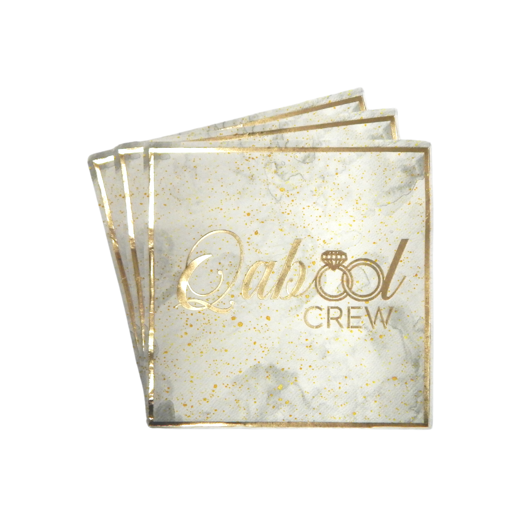 Qabool Crew Party Napkins (20pk) - Grey & Gold