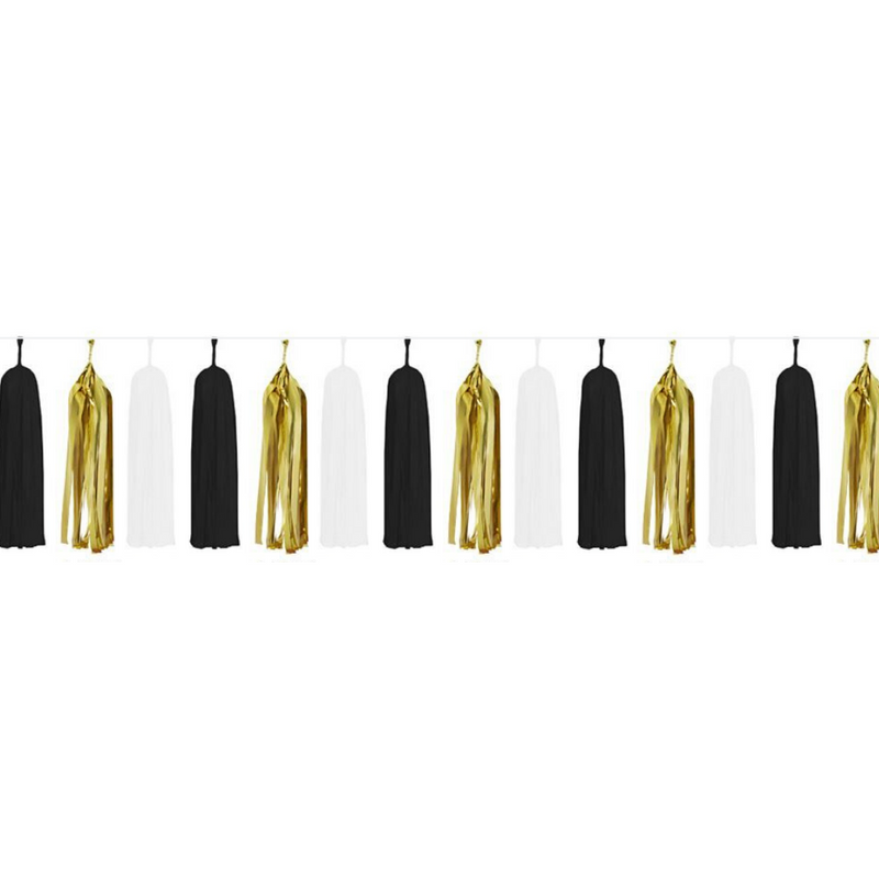 Paper Tassels (15pcs) - Black & Gold