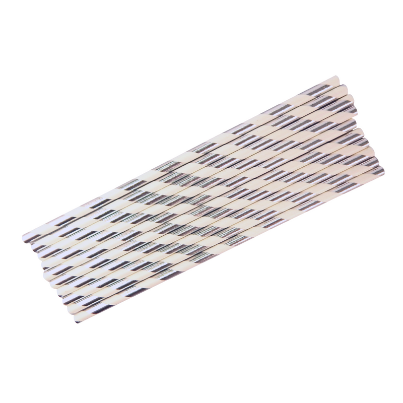 Party Straws (10pk) - White & Silver