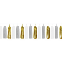Paper Tassels (15pcs) - White & Gold