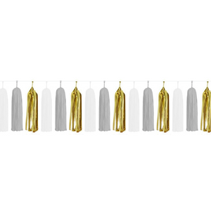 Paper Tassels (15pcs) - White & Gold