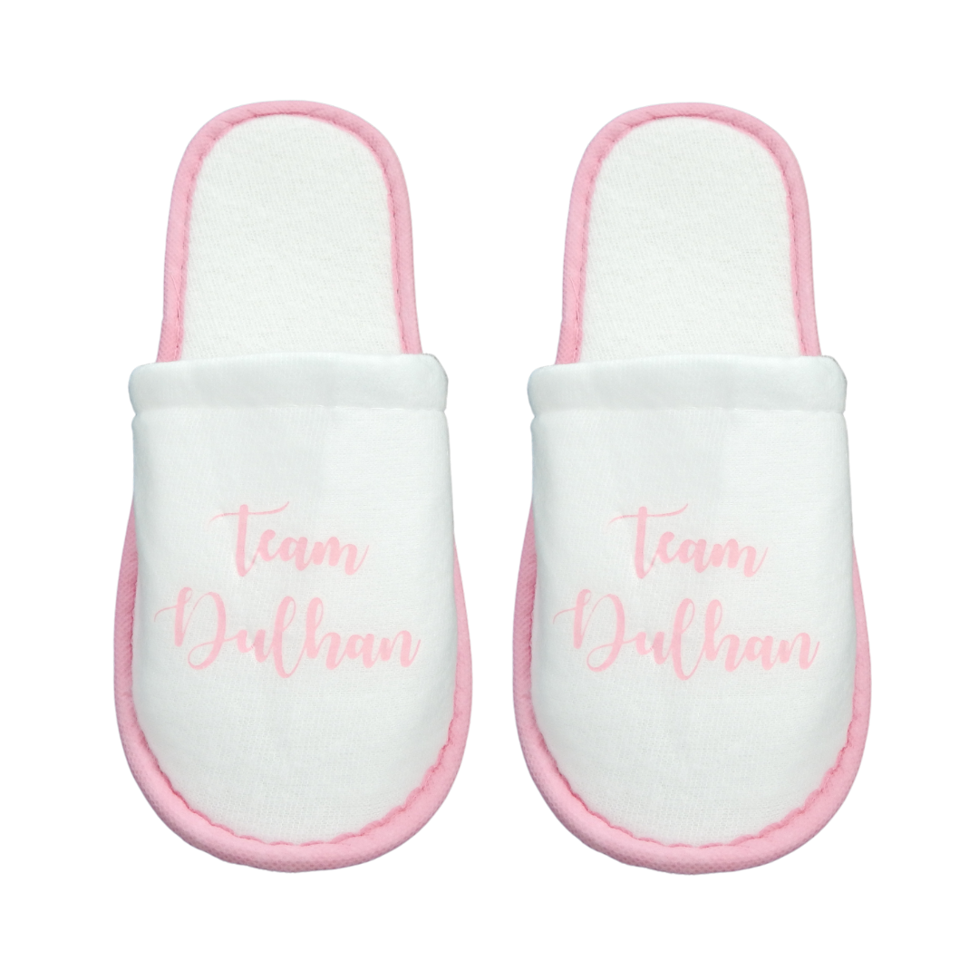 Team Dulhan Slippers - White & Rose