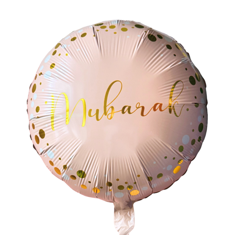 Mubarak Round Foil Balloon - Pink & Gold