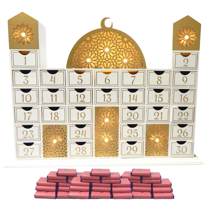 Ramadan Mosque Calendar & Chocolates (30pk) - Pink