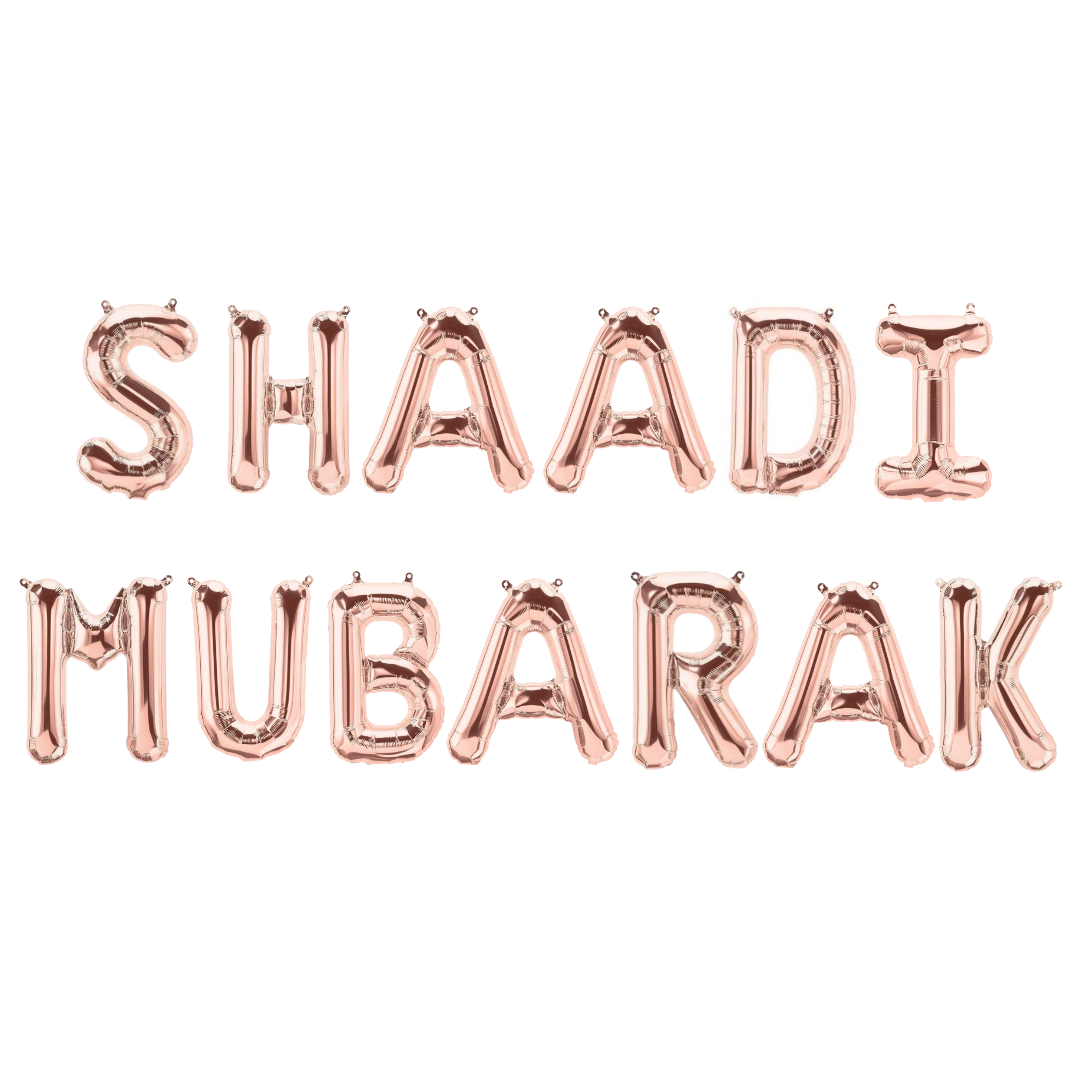 Shaadi Mubarak Foil Balloons - Rose Gold